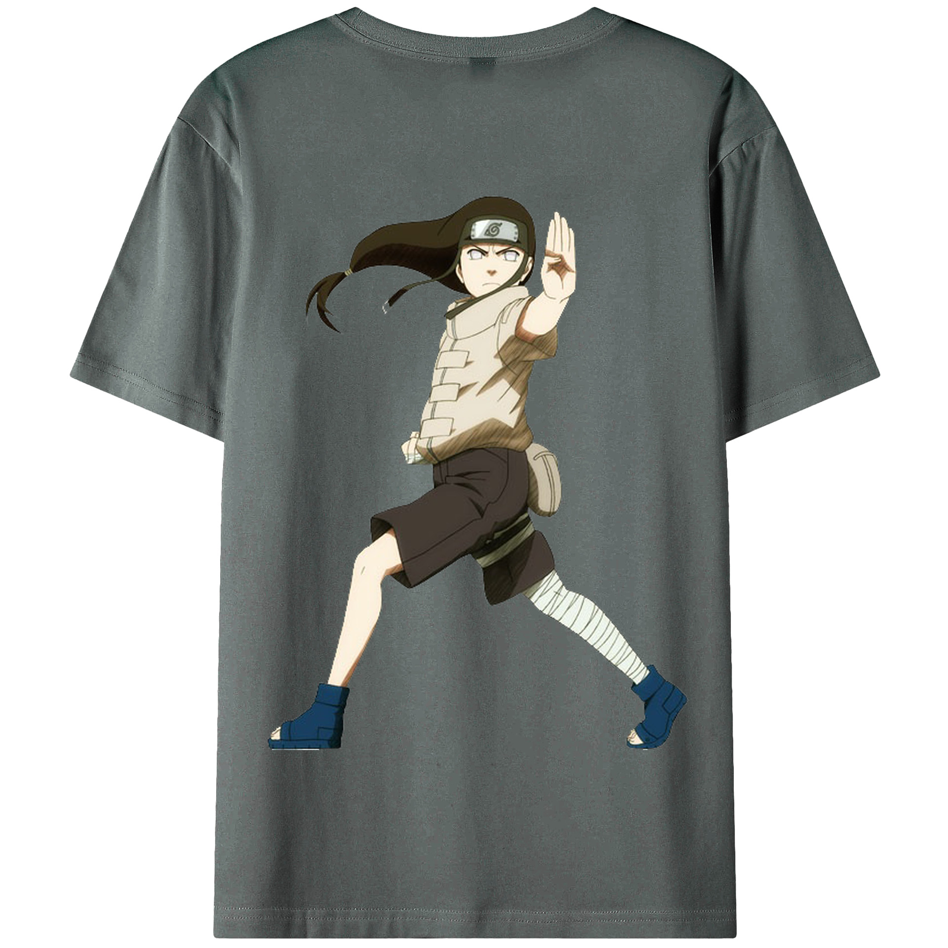（画像用） NARUTO -ナルト- 日向ネジ Hyūga Neji 綿100％半袖Tシャツ（背面プリント）
